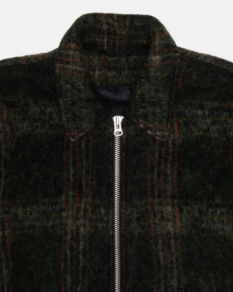 Stüssy Mohair Club Jacket Long Sleeve Outerwear Unisex Olijfgroen | DJ76-L2-JY