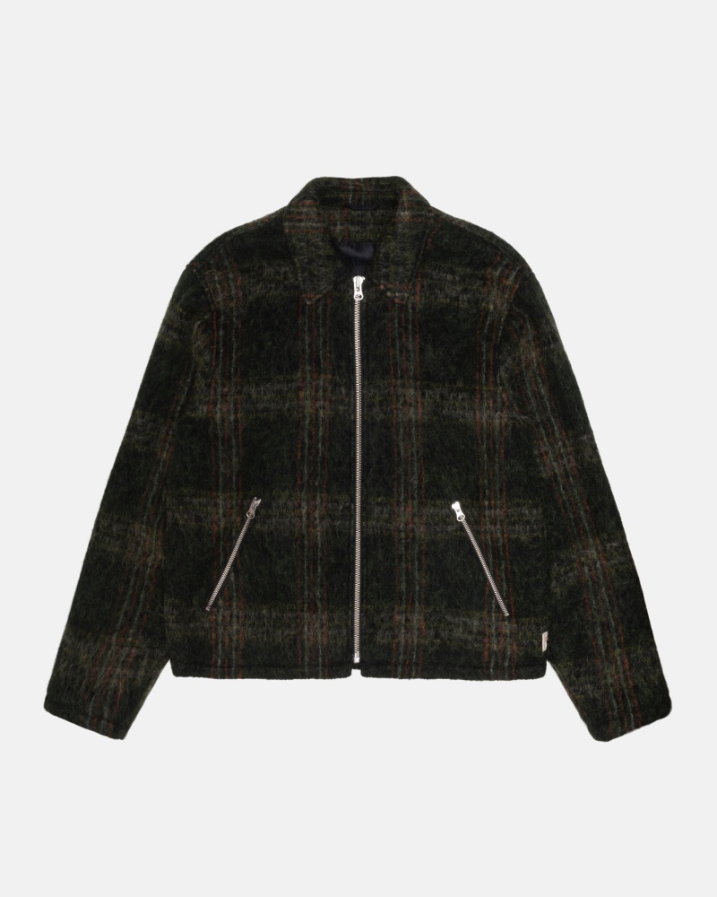 Stüssy Mohair Club Jacket Long Sleeve Outerwear Unisex Olijfgroen | DJ76-L2-JY