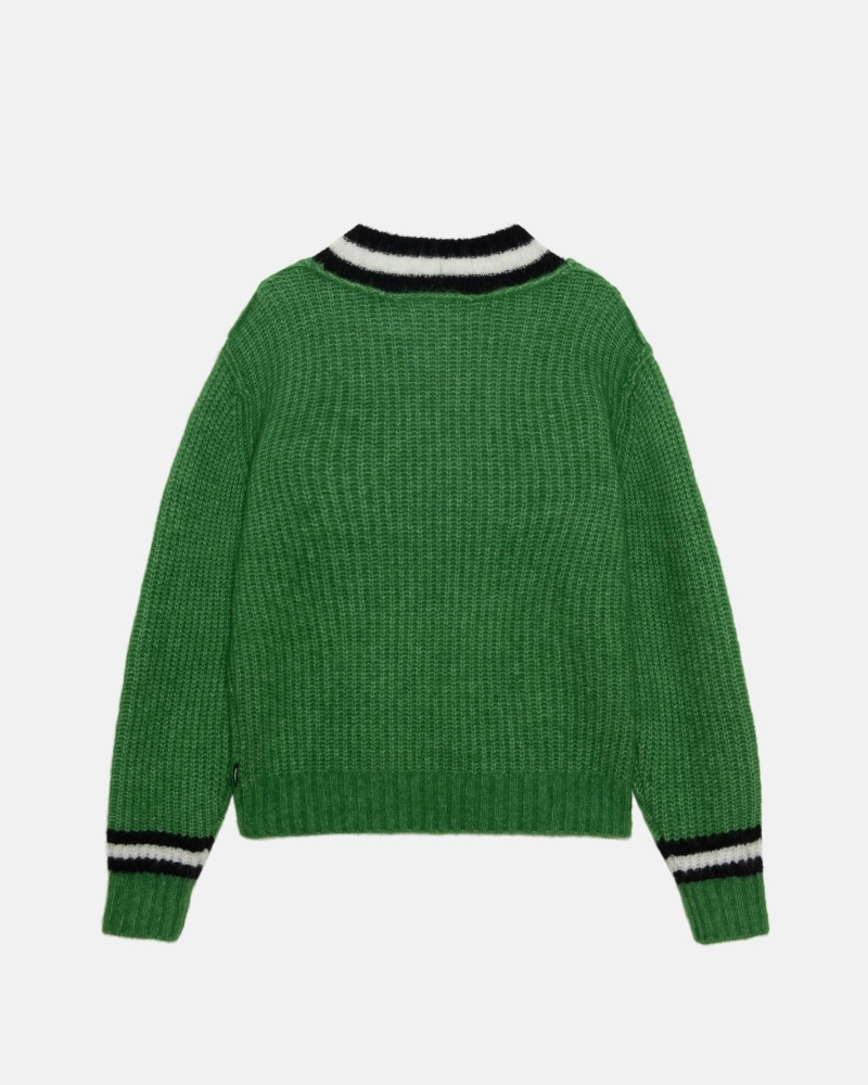 Stüssy Mohair Tennis Trui Long Sleeve Sweater Unisex Groen | CV34-T4-FU