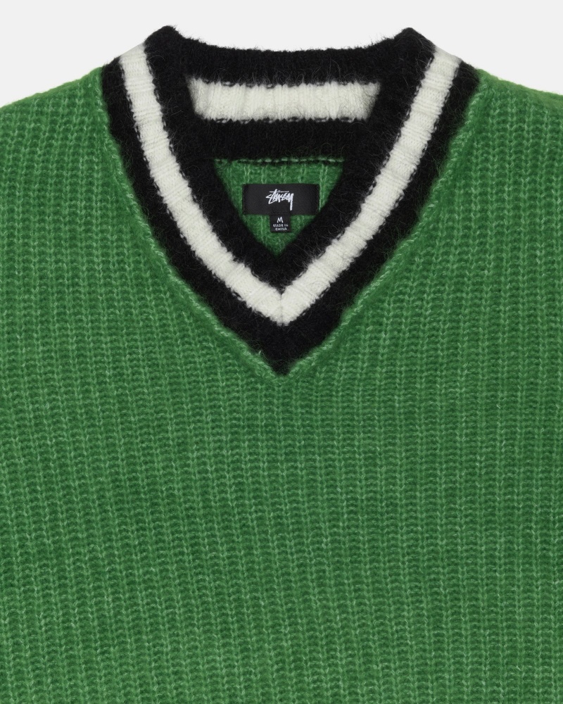 Stüssy Mohair Tennis Trui Long Sleeve Sweater Unisex Groen | CV34-T4-FU