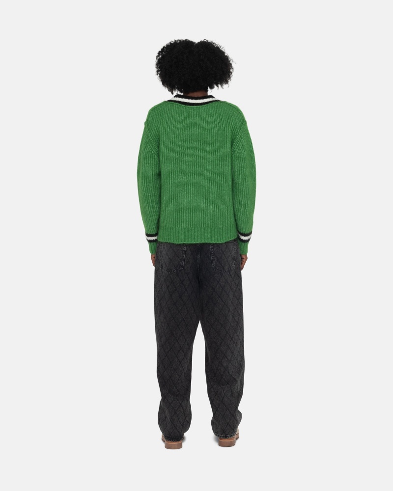 Stüssy Mohair Tennis Trui Long Sleeve Sweater Unisex Groen | CV34-T4-FU