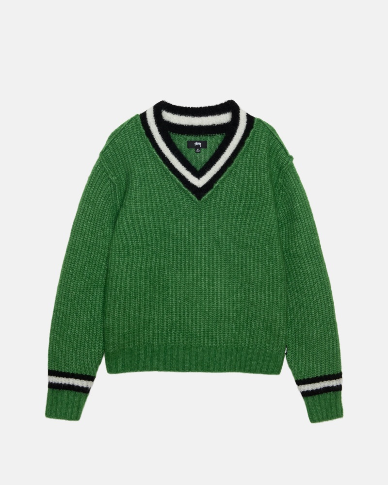 Stüssy Mohair Tennis Trui Long Sleeve Sweater Unisex Groen | CV34-T4-FU