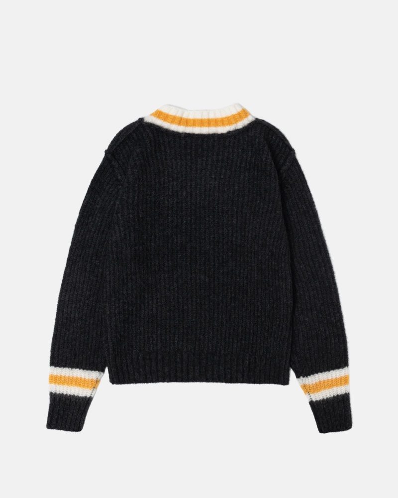 Stüssy Mohair Tennis Trui Long Sleeve Sweater Unisex Charcoal | YF97-H2-LH