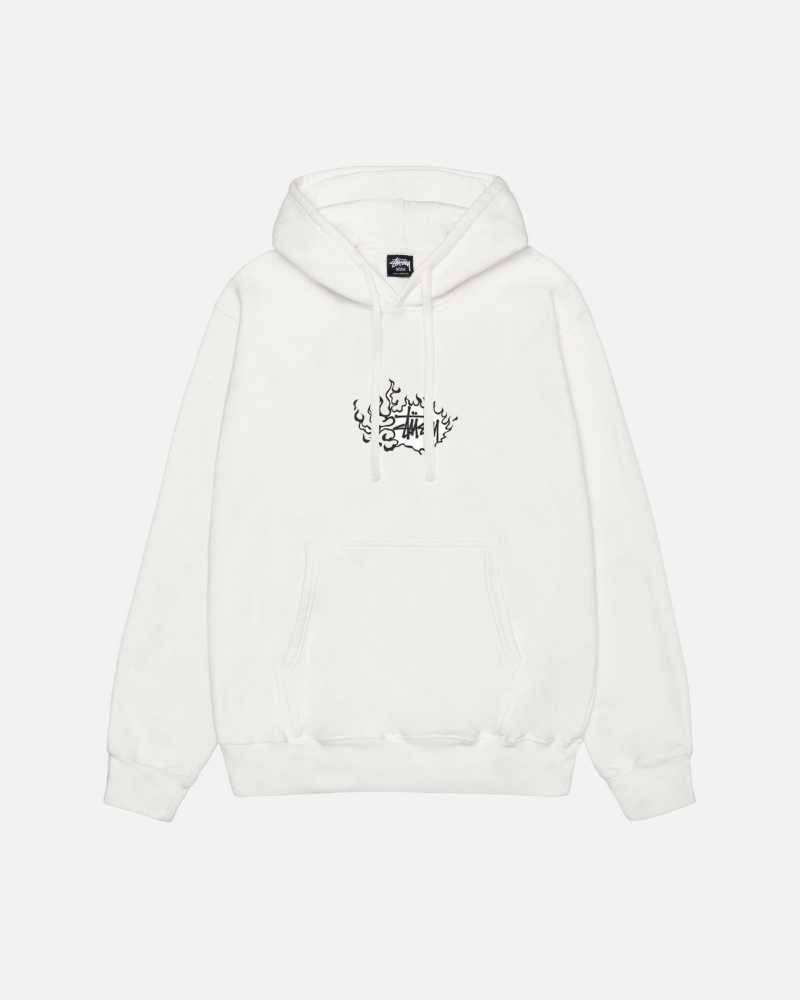 Stüssy Mosaic Dragon Hoodie Pigment Dyed Long Sleeve Sweatshirt Unisex Natural | LE55-Y9-IJ