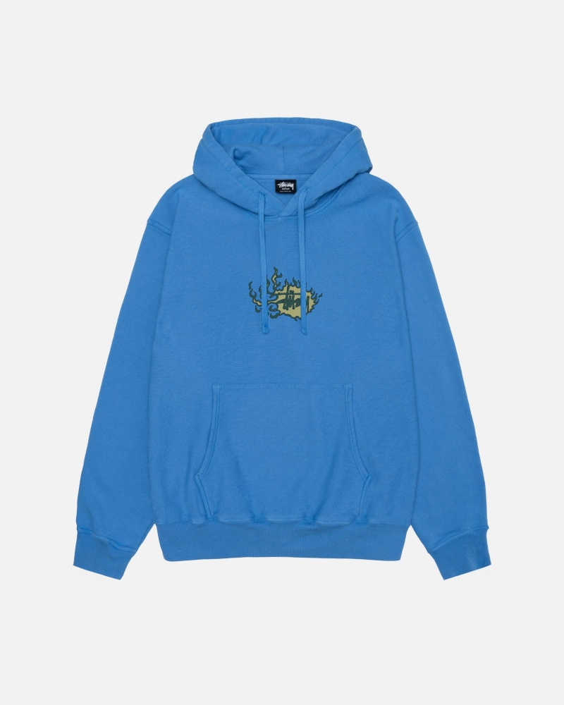 Stüssy Mosaic Dragon Hoodie Pigment Dyed Long Sleeve Sweatshirt Unisex Blauw | TP82-Z2-WJ