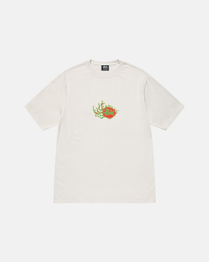 Stüssy Mosaic Dragon Tee Pigment Dyed Short Sleeve T-Shirt Unisex Natural | XA34-G6-LQ