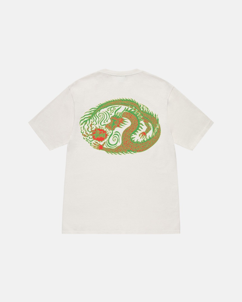 Stüssy Mosaic Dragon Tee Pigment Dyed Short Sleeve T-Shirt Unisex Natural | XA34-G6-LQ