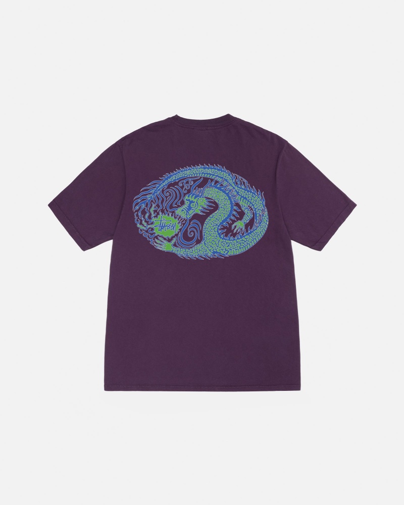 Stüssy Mosaic Dragon Tee Pigment Dyed Short Sleeve T-Shirt Unisex Paars | HB17-B2-SD