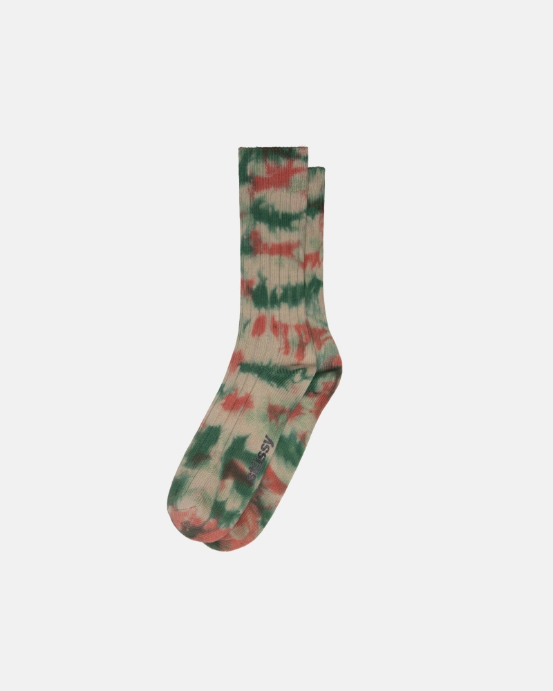 Stüssy Multi Dyed Geribbeld Socks Sokken Heren Clay Forest | GX73-D7-NX