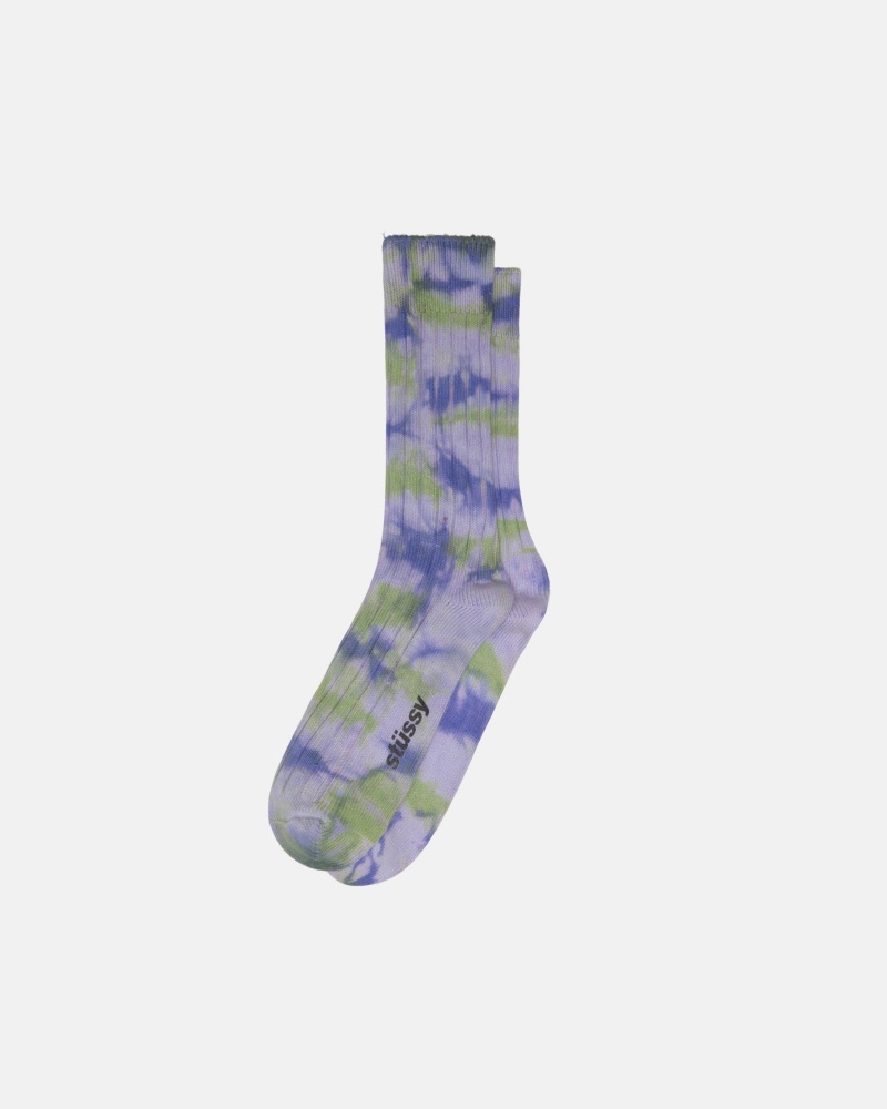 Stüssy Multi Dyed Geribbeld Socks Sokken Heren Paars Groen | OW11-U1-PM