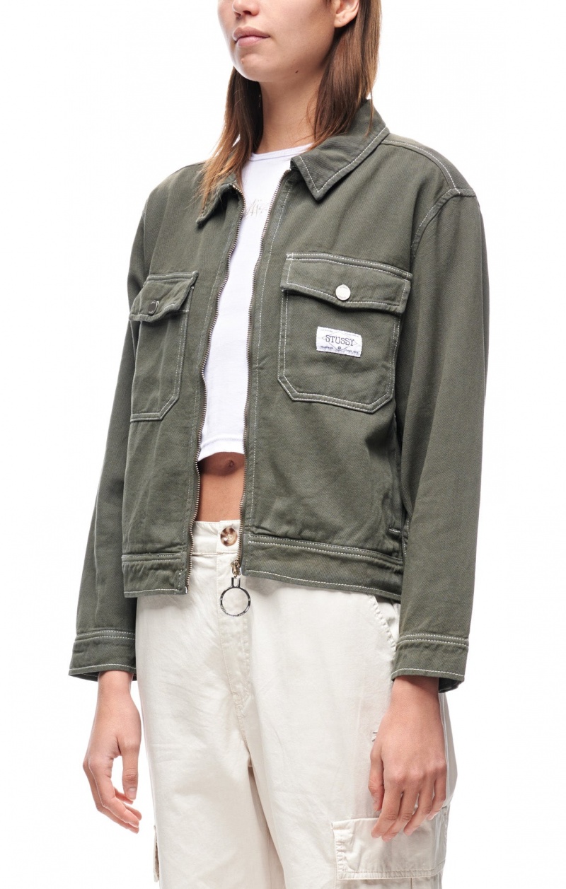 Stüssy Nevada Denim Jacket Jassen Dames Fern | XK41-Y7-BO