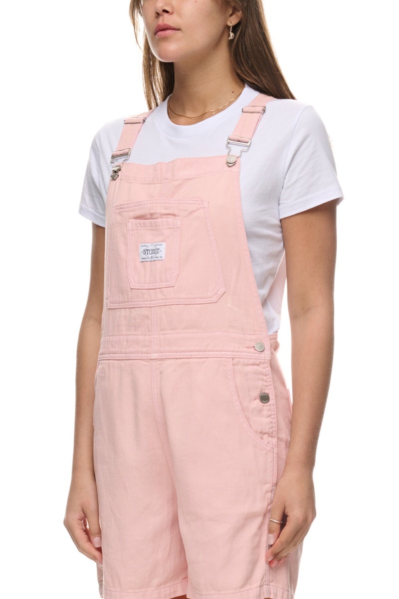 Stüssy Nevada Denim Kort Overall Shorts & Pants Dames Roze | DC27-A5-XJ