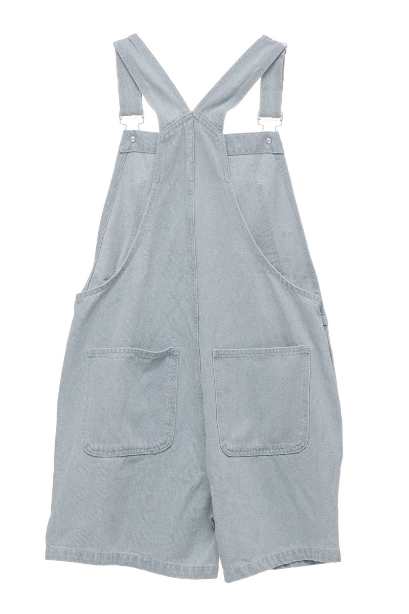 Stüssy Nevada Denim Kort Overall Shorts & Pants Dames Wit Lichtturkoois | HD09-A8-CQ