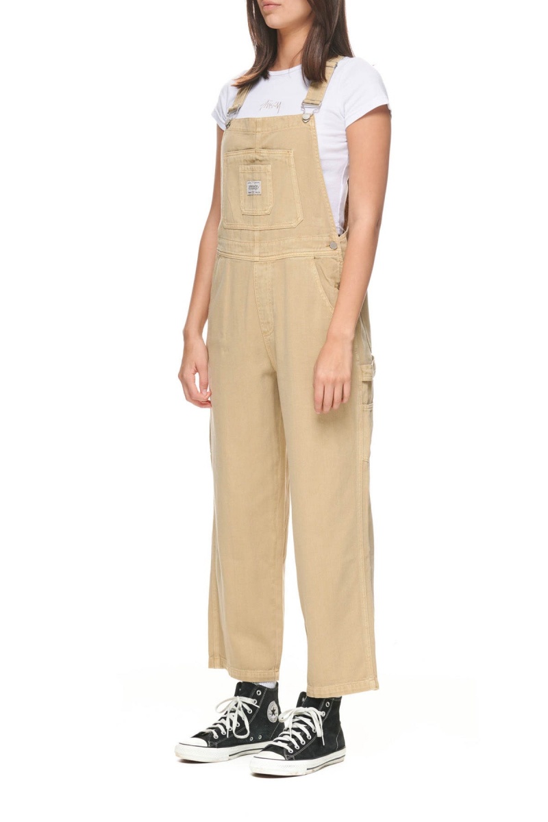 Stüssy Nevada Denim Overall Shorts & Pants Dames Khaki | BA36-M6-MF