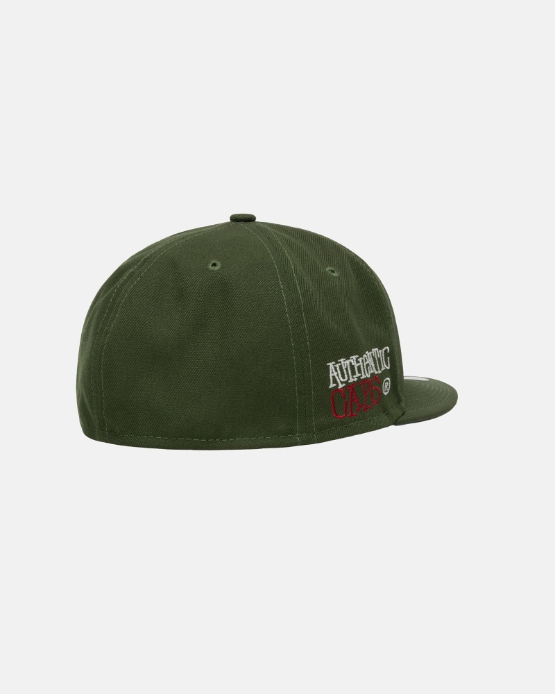 Stüssy New Era 59Fifty Authentic Ball Cap Unisex Olijfgroen | ZP69-U8-EU