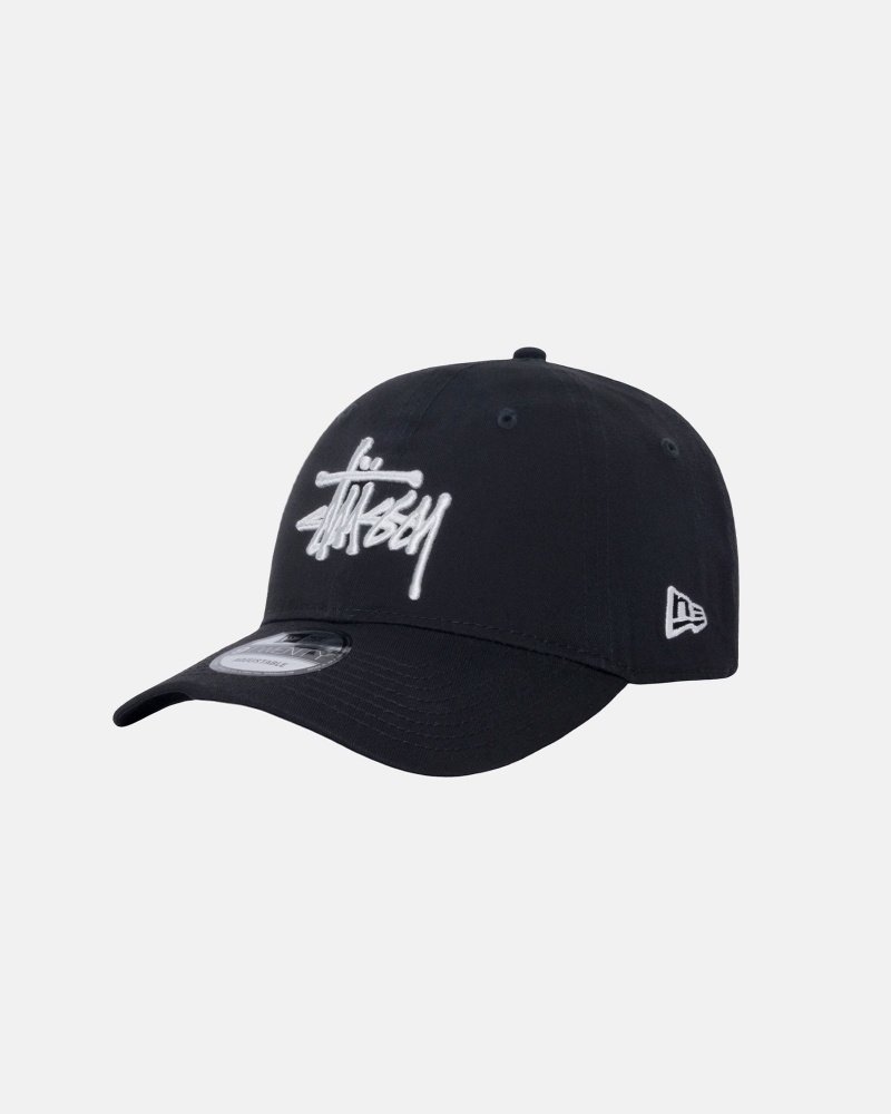 Stüssy New Era 9Twenty Basic Strapback Ball Cap Unisex Zwart | CN76-Z4-GG