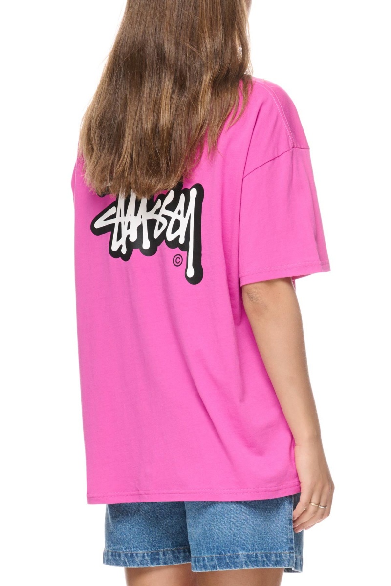 Stüssy Offset Graffiti Relaxed Tee Tees Dames Berry | GA39-S8-ES