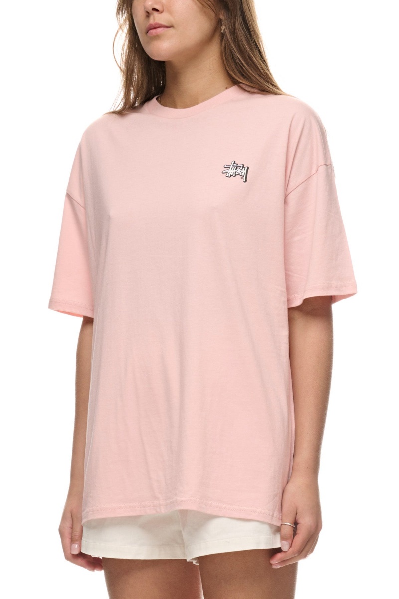 Stüssy Offset Graffiti Relaxed Tee Tees Dames Roze | KN68-C5-JY