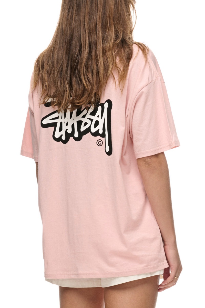 Stüssy Offset Graffiti Relaxed Tee Tees Dames Roze | KN68-C5-JY