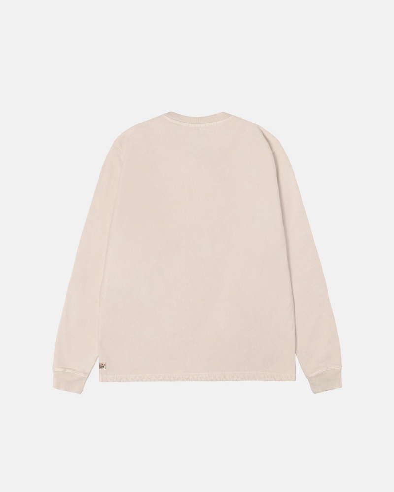 Stüssy Open Hem Henley Fleece Long Sleeve Sweatshirt Unisex Natural | FM11-S0-QJ