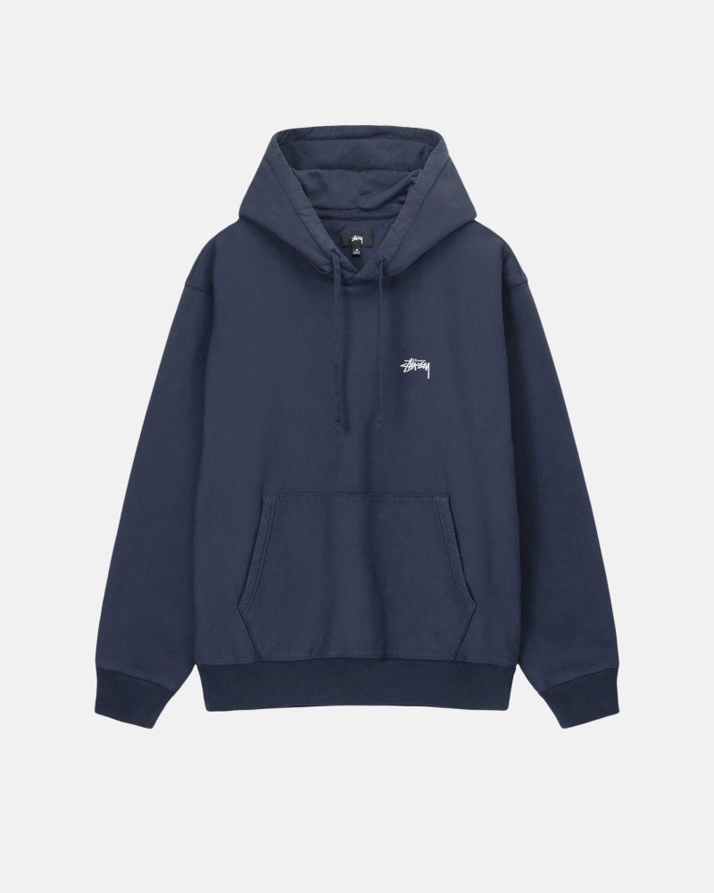 Stüssy Overdyed Stock Logo Hoodie Long Sleeve Sweatshirt Unisex Donkerblauw | ZP38-J9-HG