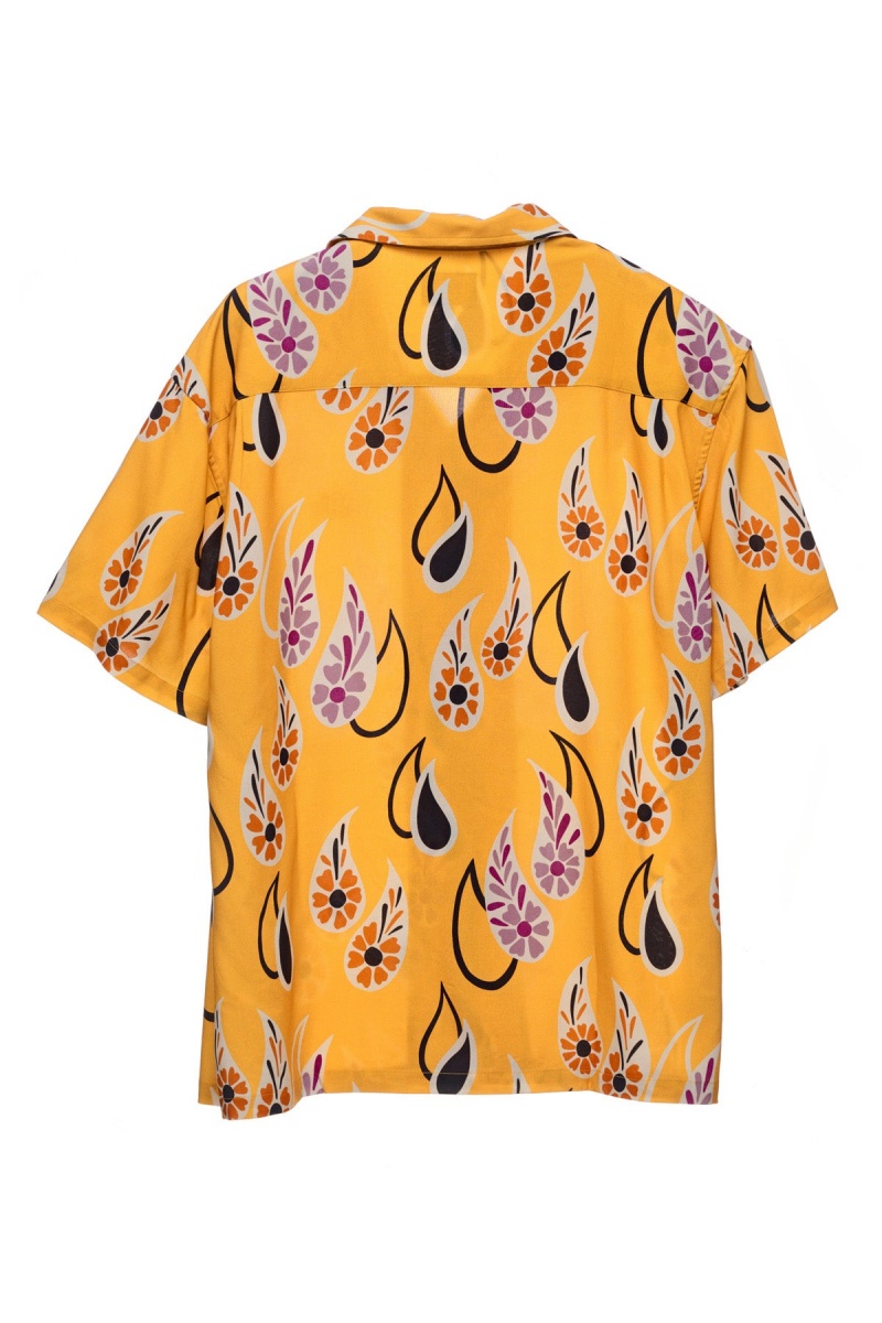 Stüssy Paisley Tears Ss Shirt Overhemd Heren Mosterdgeel | EE99-R5-UL