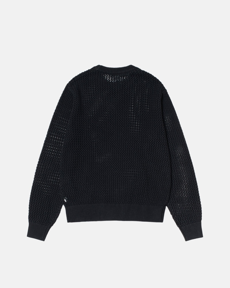 Stüssy Pigment Dyed Loose Gauge Knit Trui Long Sleeve Sweater Heren Zwart | DO00-H9-VK