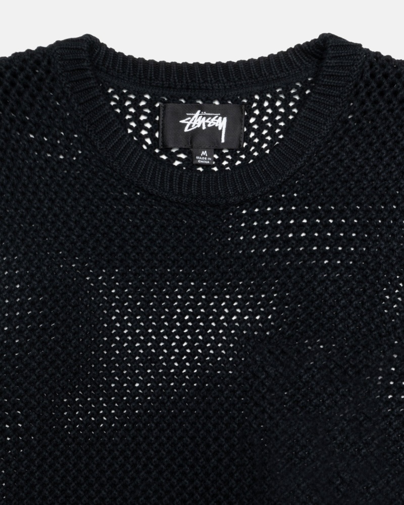 Stüssy Pigment Dyed Loose Gauge Knit Trui Long Sleeve Sweater Heren Zwart | DO00-H9-VK