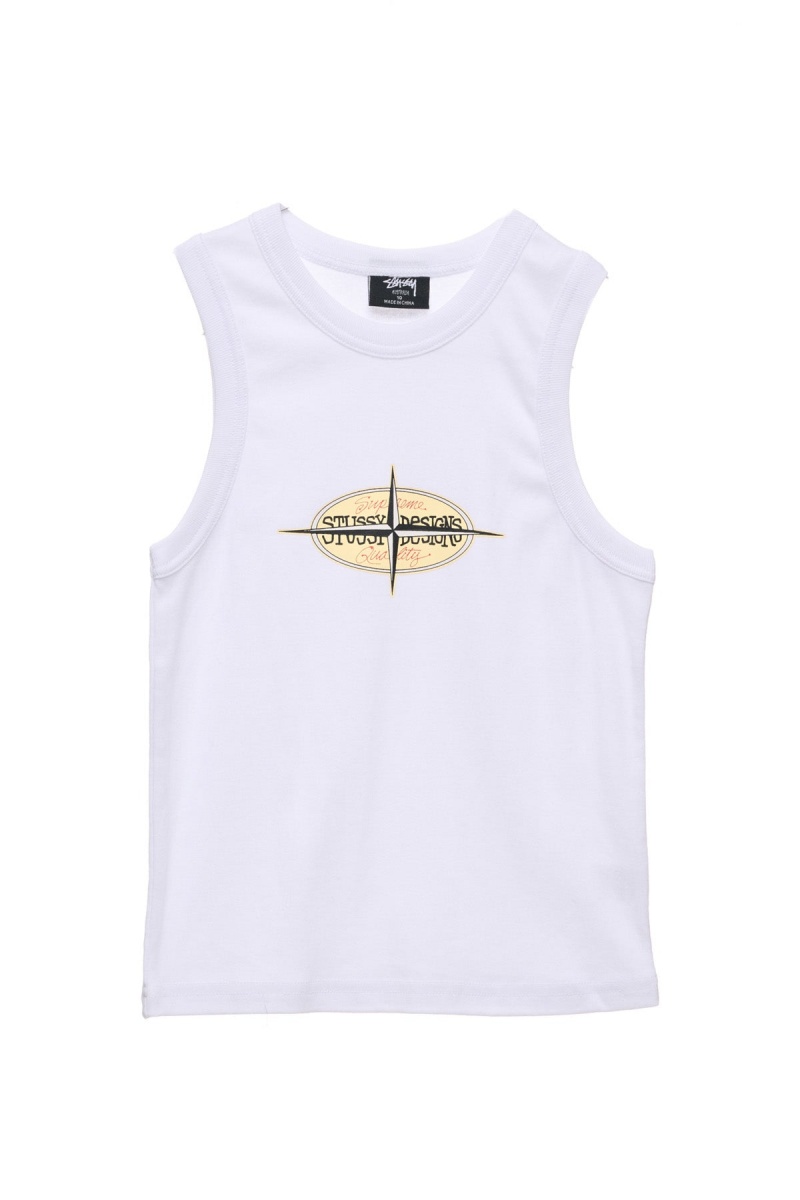 Stüssy Points Rib Tank T-Shirts L/S Dames Wit | BE59-C6-LK