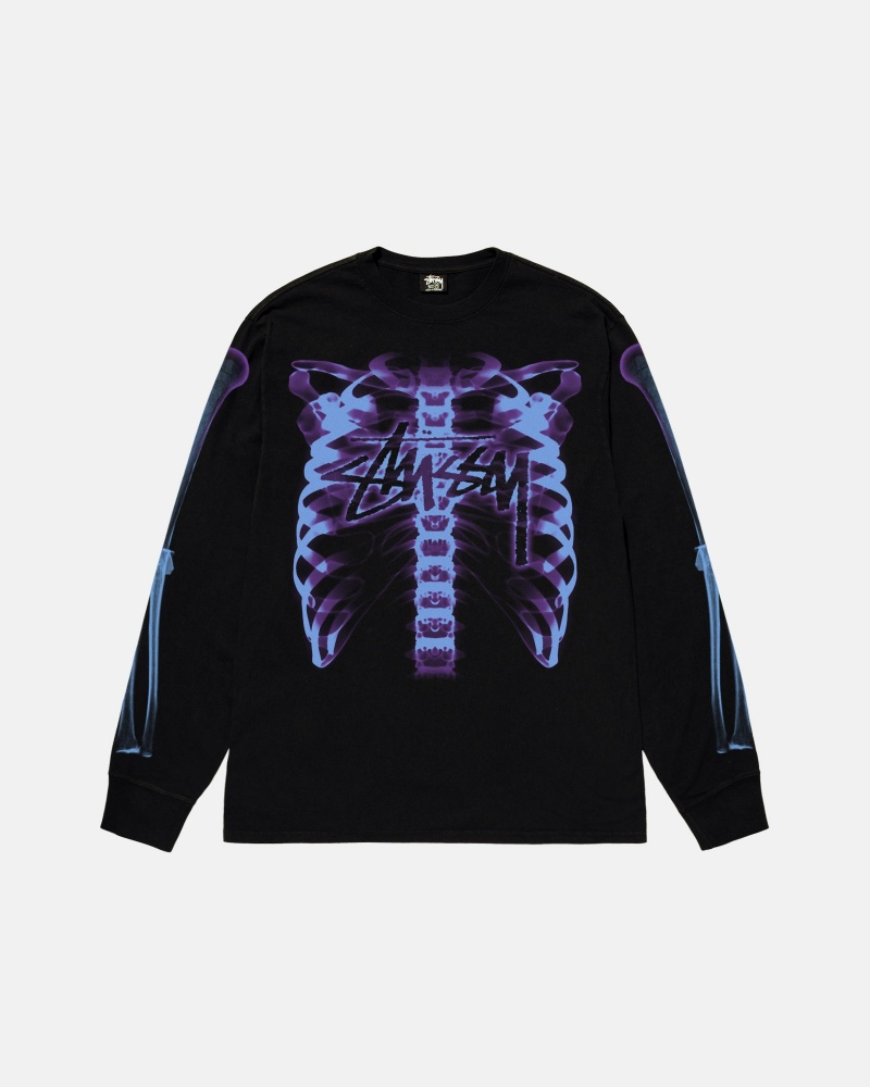 Stüssy Rib Cage 3M Ls Tee Long Sleeve T-Shirt Unisex Zwart | VQ57-Y3-RT