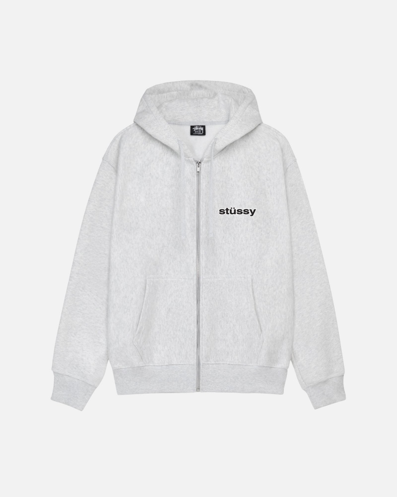 Stüssy SS-Link Zip Hoodie Long Sleeve Sweatshirt Unisex Ash Heather | XF30-X4-MH