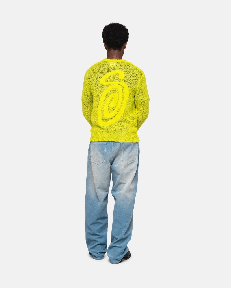 Stüssy S Loose Knit Trui Long Sleeve Sweater Unisex Lime | IE96-C9-HQ