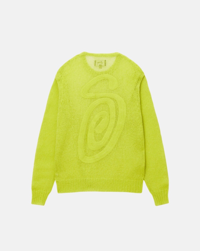 Stüssy S Loose Knit Trui Long Sleeve Sweater Unisex Lime | IE96-C9-HQ