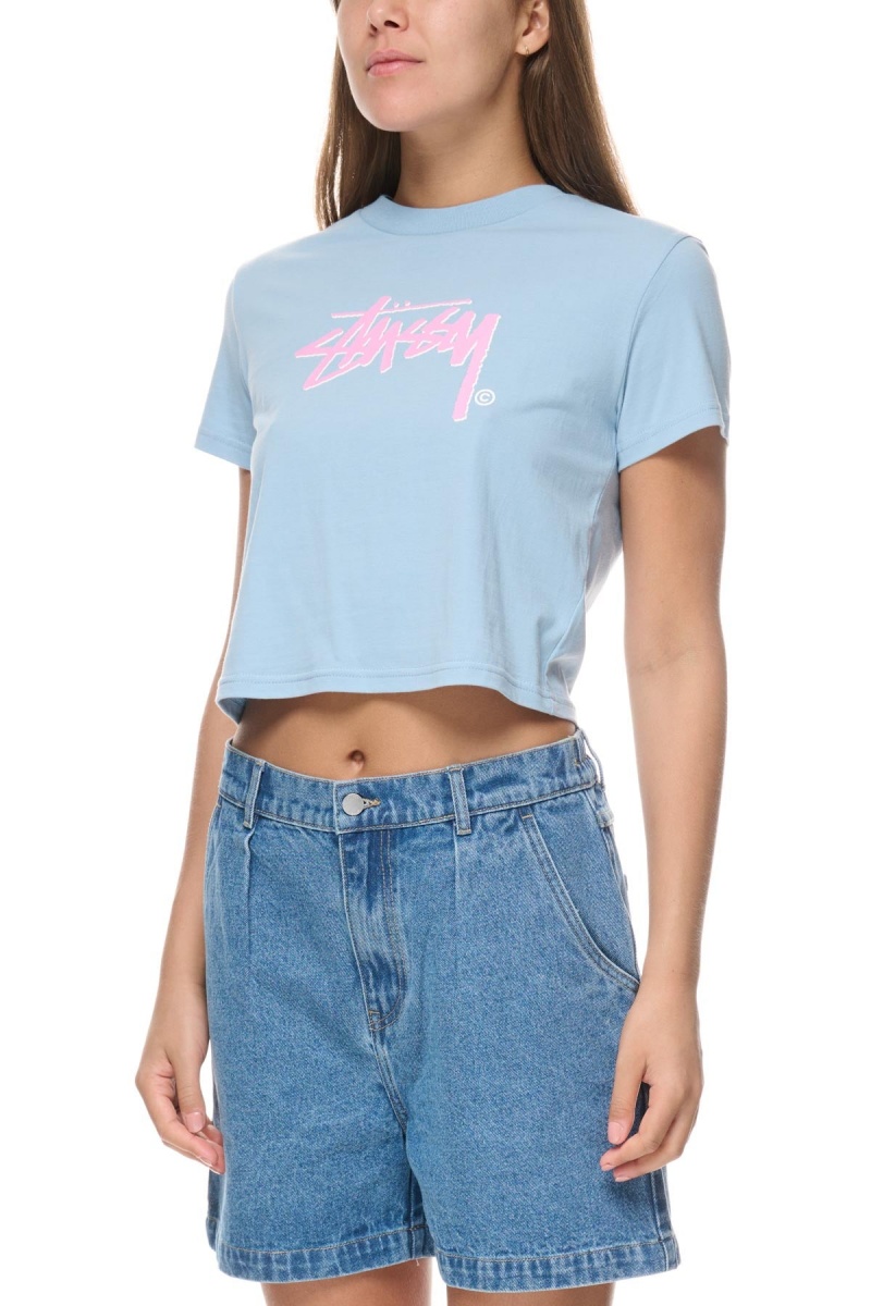 Stüssy Shadow Stock Slim Tee Tees Dames Blauw | AZ92-Y6-FP