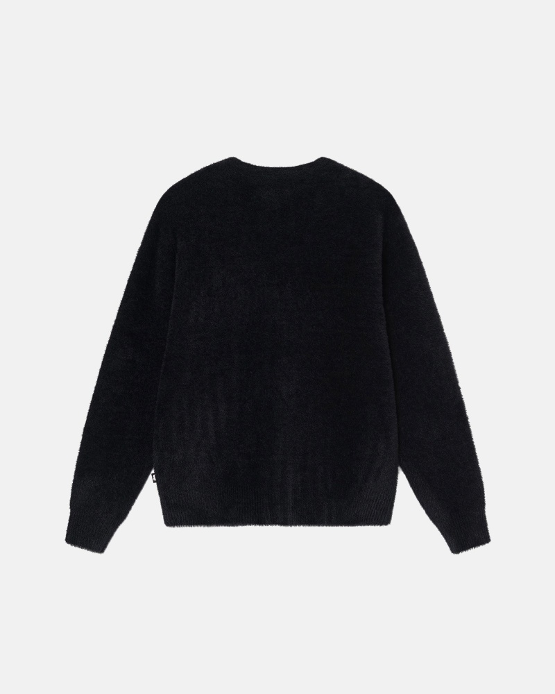 Stüssy Shaggy Cardigan Long Sleeve Sweater Unisex Zwart | FW78-O1-YG