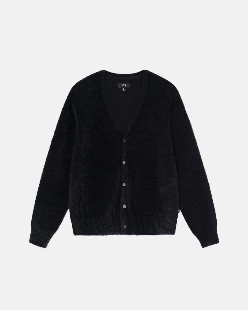 Stüssy Shaggy Cardigan Long Sleeve Sweater Unisex Zwart | FW78-O1-YG