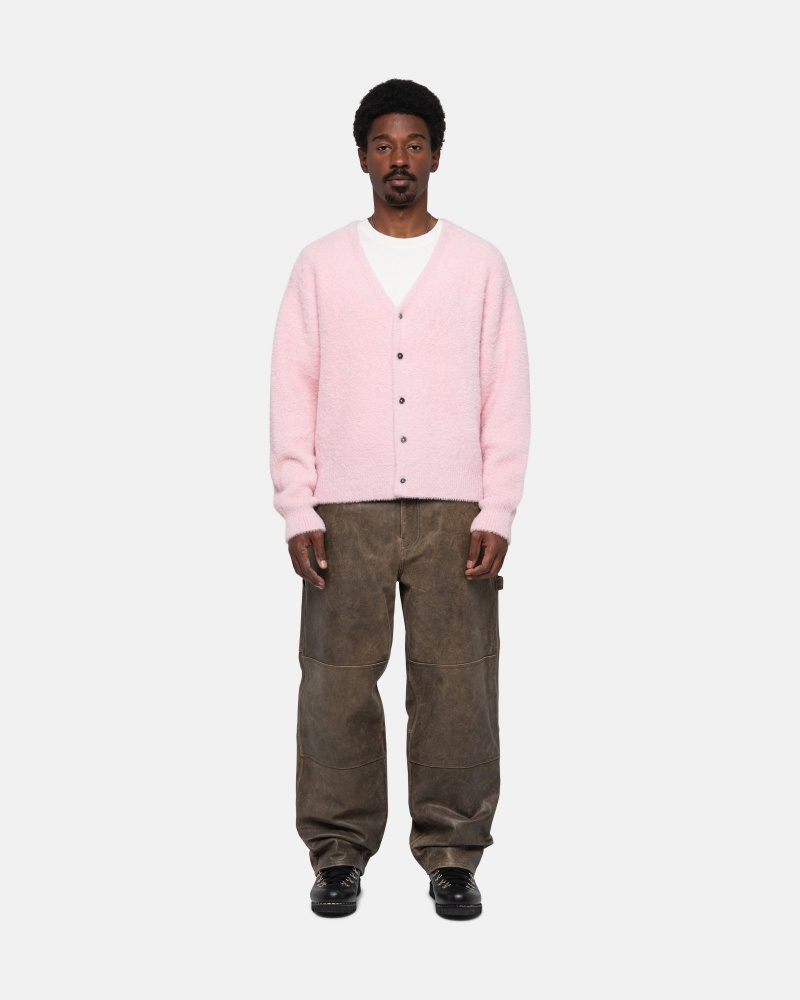 Stüssy Shaggy Cardigan Long Sleeve Sweater Unisex Lichtroze | EQ62-Q5-WK