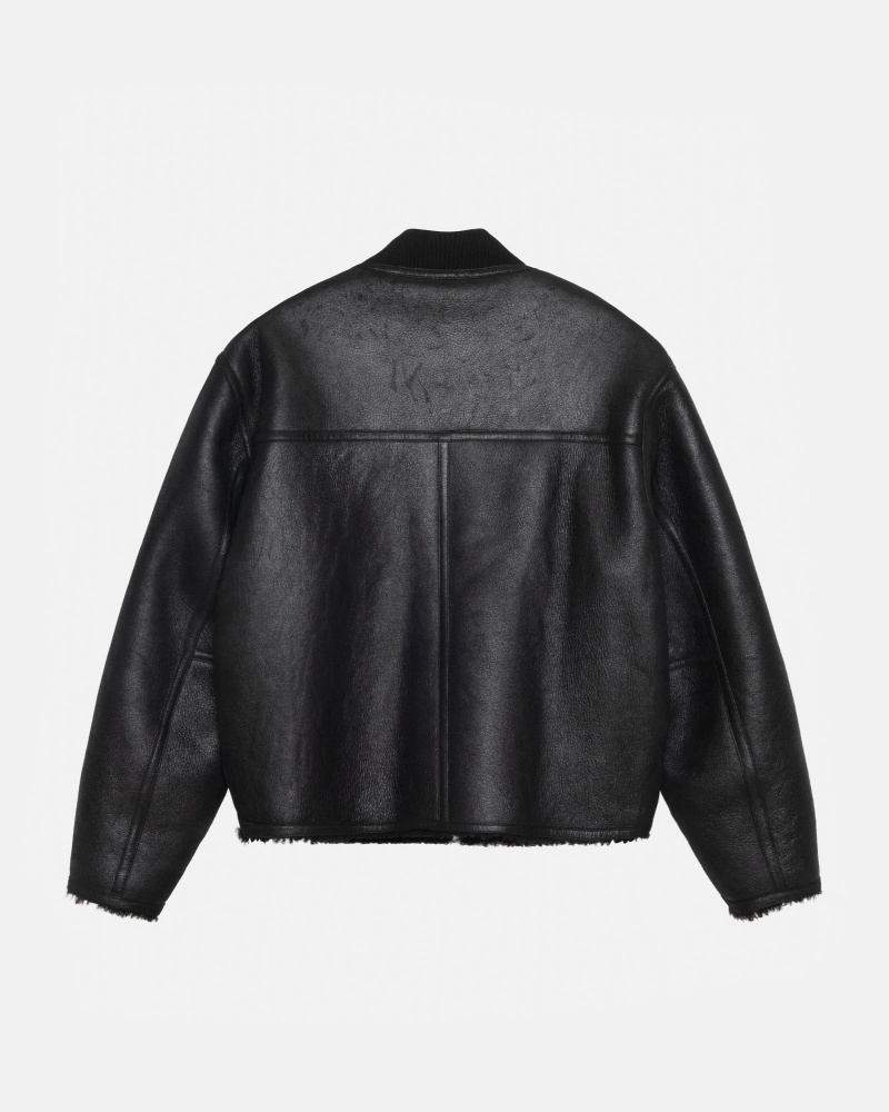 Stüssy Shearling Reversible Bomber Long Sleeve Outerwear Unisex Zwart | IM97-R0-DM