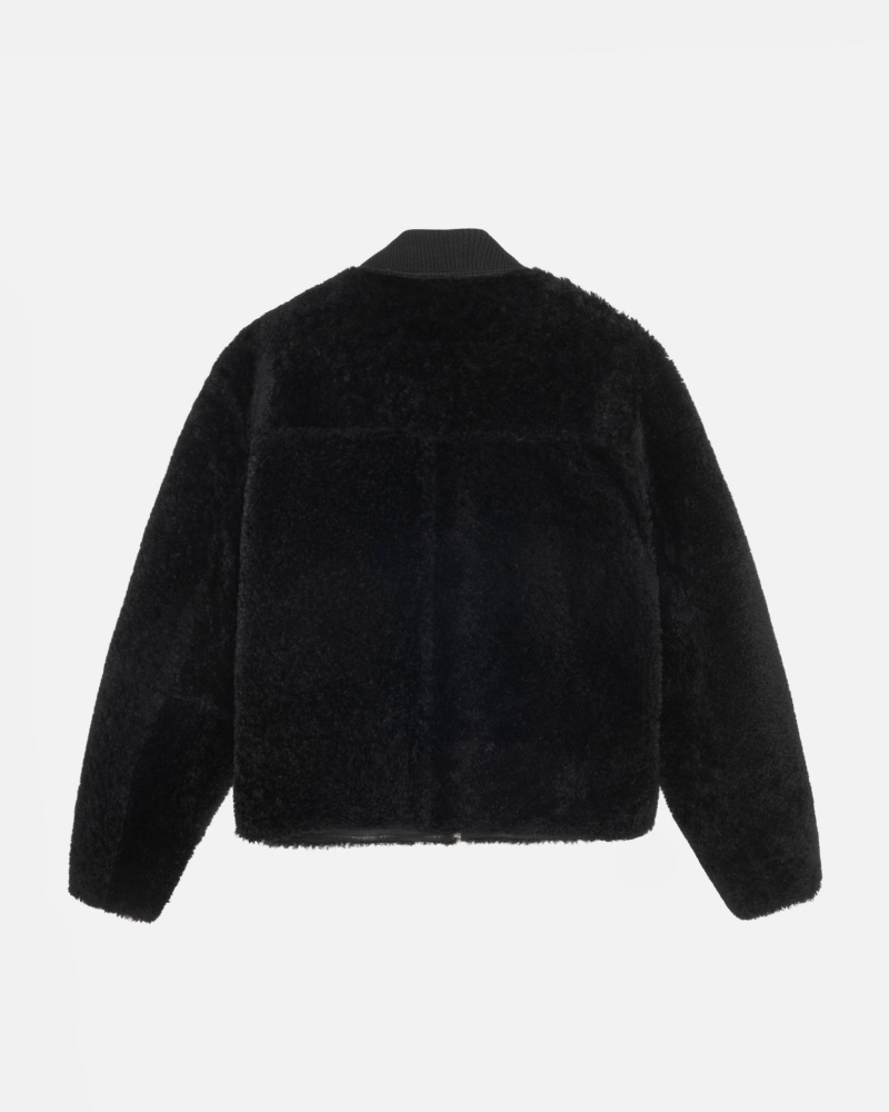 Stüssy Shearling Reversible Bomber Long Sleeve Outerwear Unisex Zwart | IM97-R0-DM