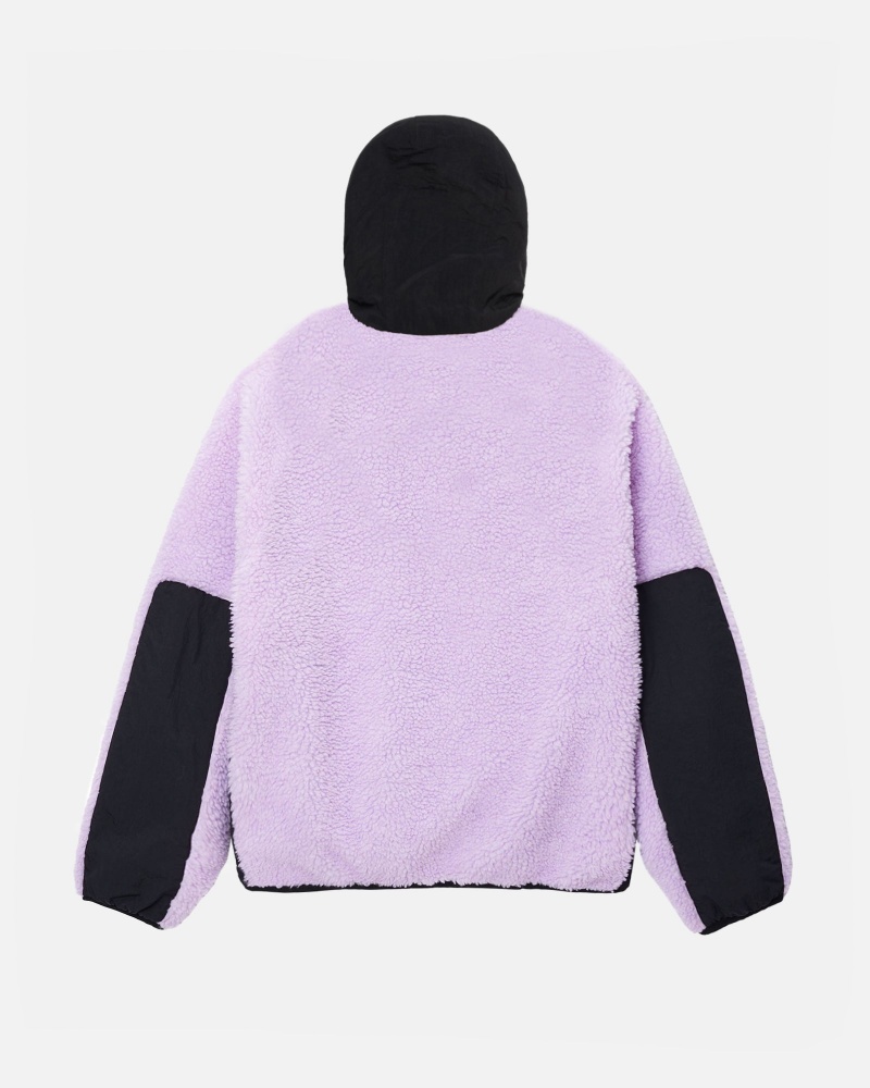 Stüssy Sherpa Paneled Met Capuchon Jacket Long Sleeve Sweatshirt Unisex Lavendel | PJ18-O6-TI