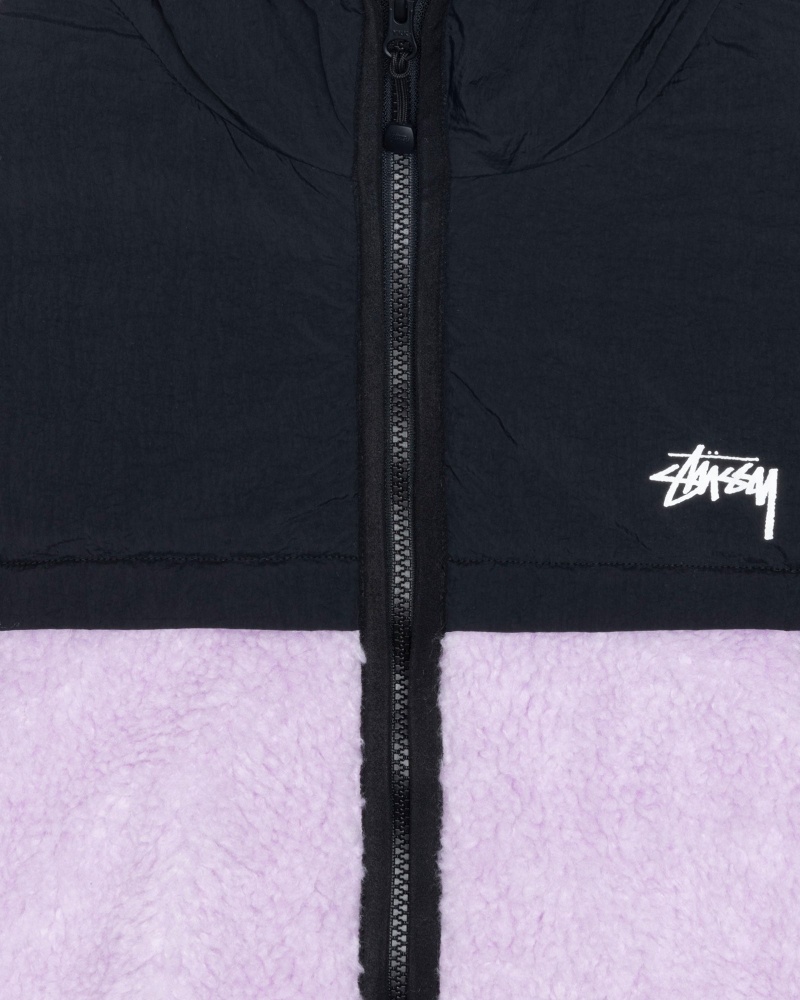 Stüssy Sherpa Paneled Met Capuchon Jacket Long Sleeve Sweatshirt Unisex Lavendel | PJ18-O6-TI