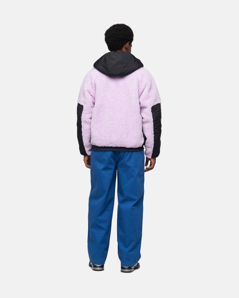 Stüssy Sherpa Paneled Met Capuchon Jacket Long Sleeve Sweatshirt Unisex Lavendel | PJ18-O6-TI