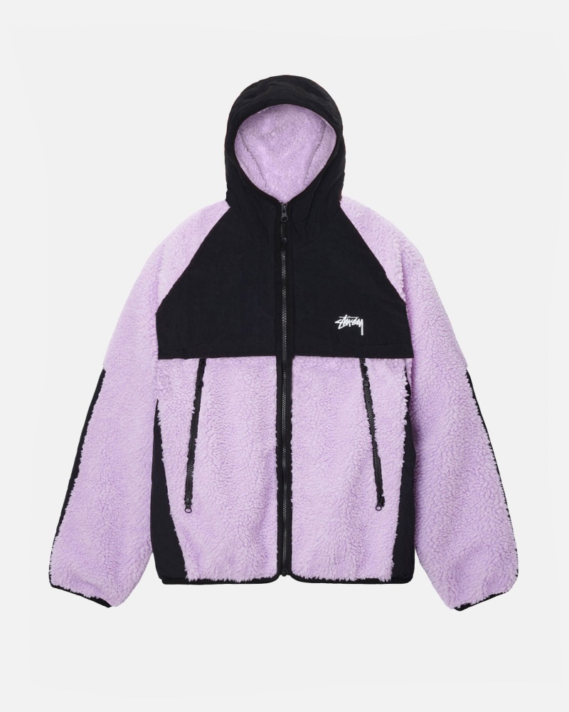 Stüssy Sherpa Paneled Met Capuchon Jacket Long Sleeve Sweatshirt Unisex Lavendel | PJ18-O6-TI