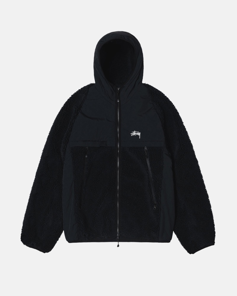 Stüssy Sherpa Paneled Met Capuchon Jacket Long Sleeve Jacket Unisex Zwart | SH35-O5-TJ