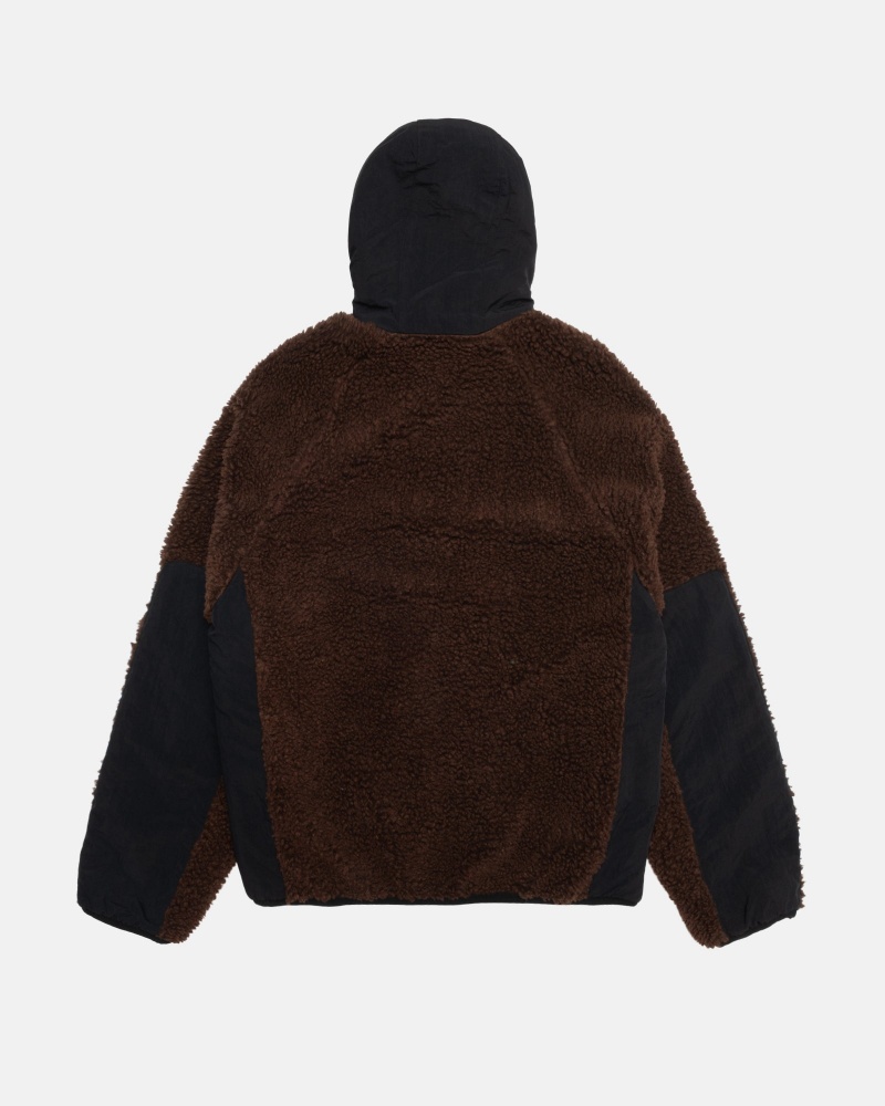 Stüssy Sherpa Paneled Met Capuchon Jacket Long Sleeve Sweatshirt Unisex Bruin | XC84-U4-PE