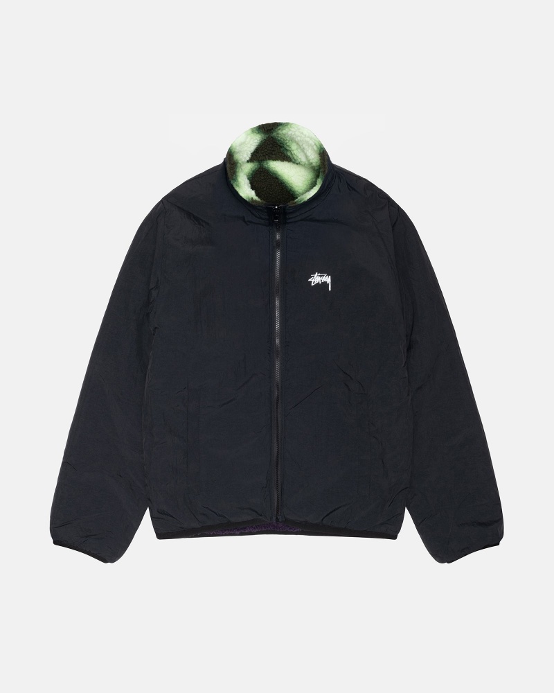 Stüssy Sherpa Reversible Jacket Long Sleeve Sweatshirt Unisex Groen | PK35-J4-FF