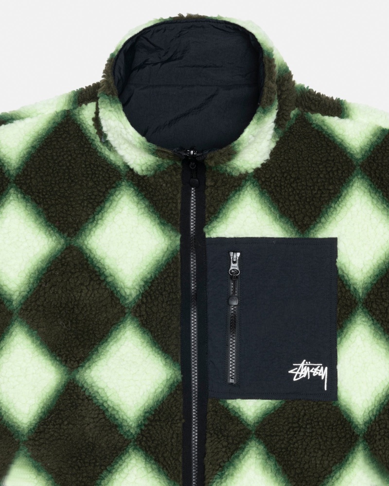 Stüssy Sherpa Reversible Jacket Long Sleeve Sweatshirt Unisex Groen | PK35-J4-FF