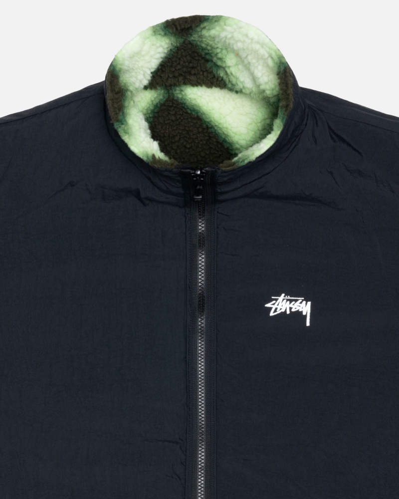 Stüssy Sherpa Reversible Jacket Long Sleeve Sweatshirt Unisex Groen | PK35-J4-FF