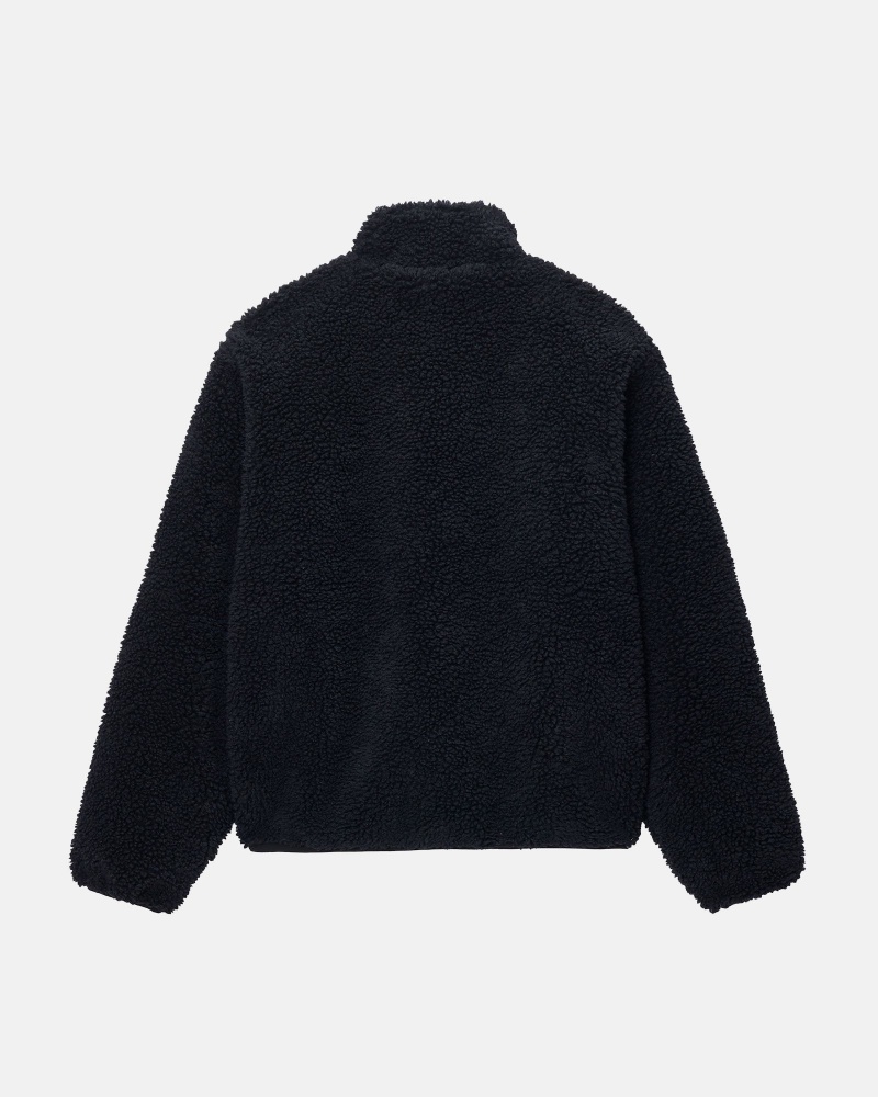 Stüssy Sherpa Reversible Jacket Long Sleeve Sweatshirt Unisex Zwart | SN10-Q5-IO