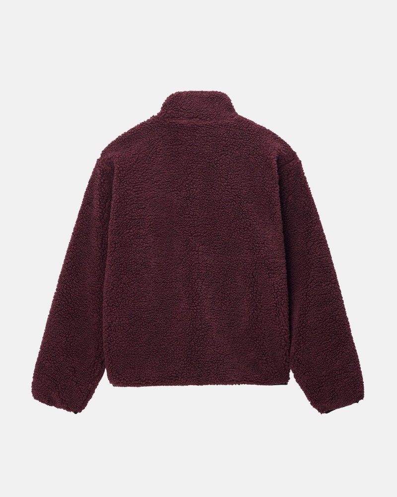 Stüssy Sherpa Reversible Jacket Long Sleeve Sweatshirt Unisex Bordeaux | JE58-D7-JI